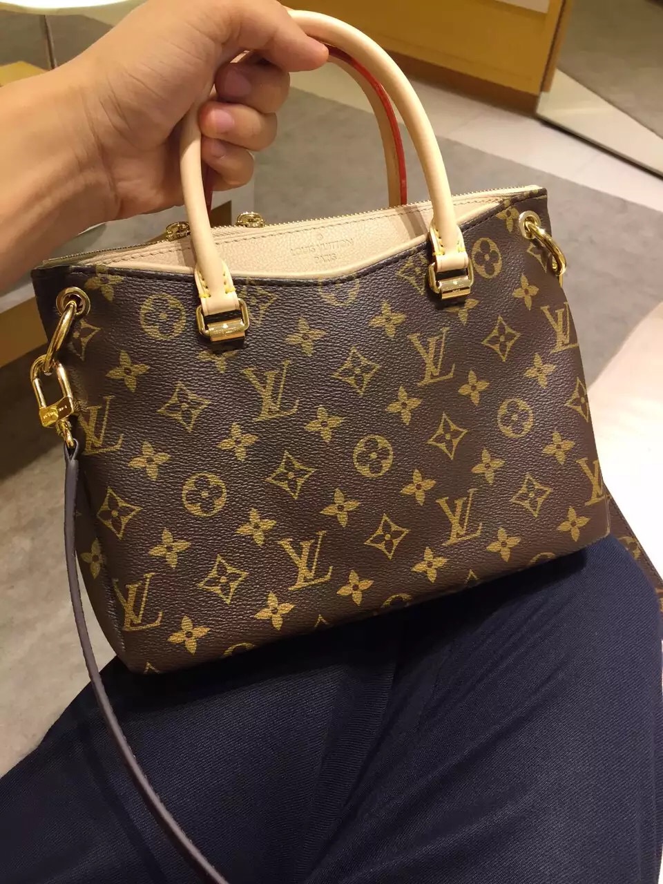 Real Louis Vuitton Monogram Canvas Pallas BB Bag M50197 Dune